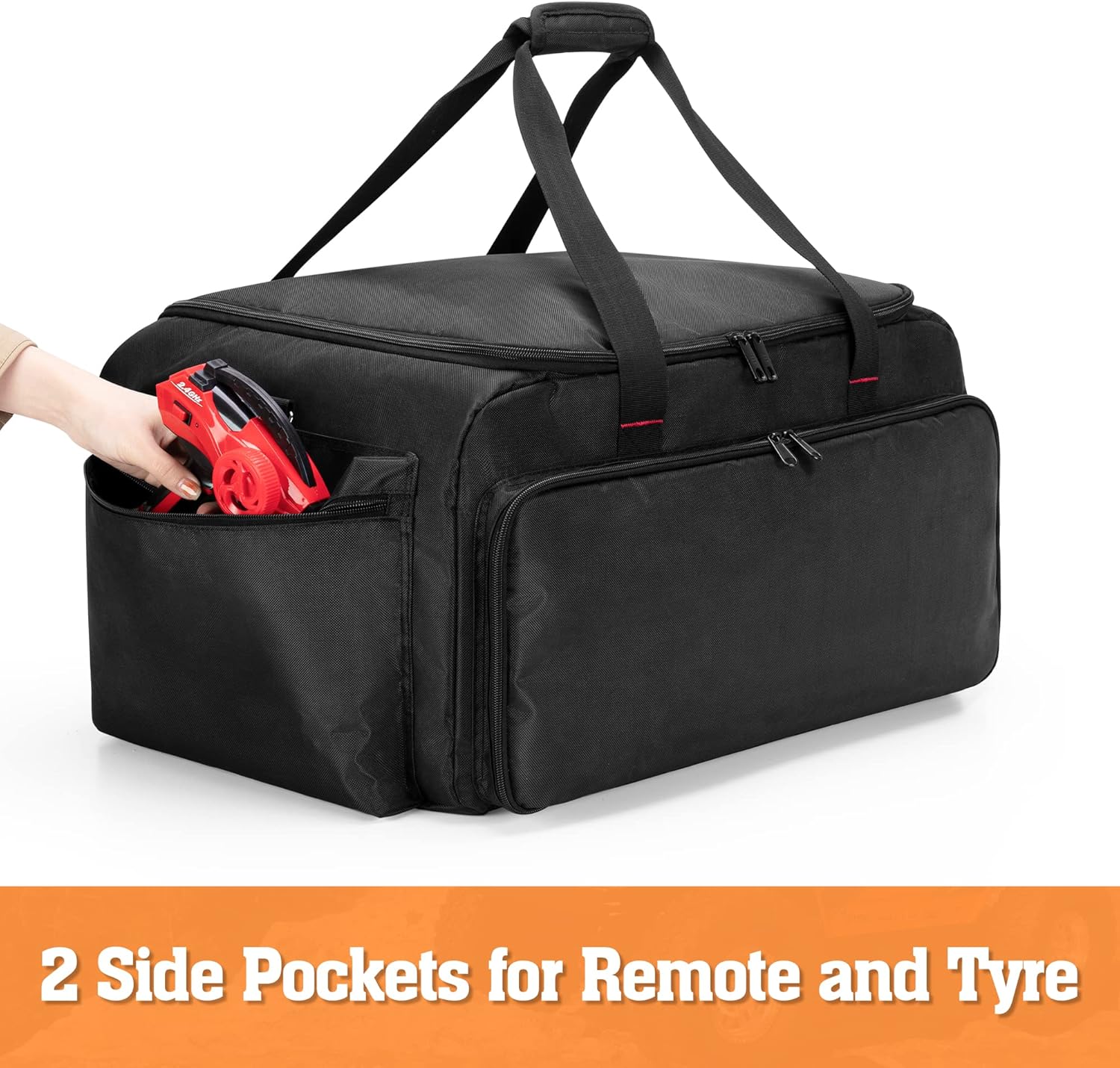 DSLEAF RC Storage Bag for 1/8 Car, Protective RC Carry Case with Multi Pockets for Batteries, Charger, Tools and other Accessories