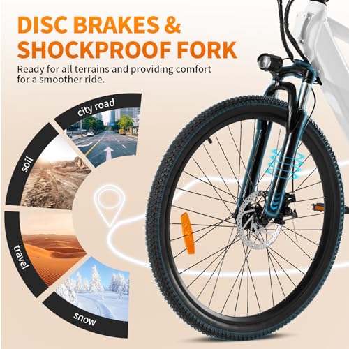 Electric Bike for Adults,26”Electric Mountain Bike 432Wh Removable Internal Battery & LCD Display, with 7-Speed, 20MPH 350W Brushless Motor Commuter Electric Bicycle