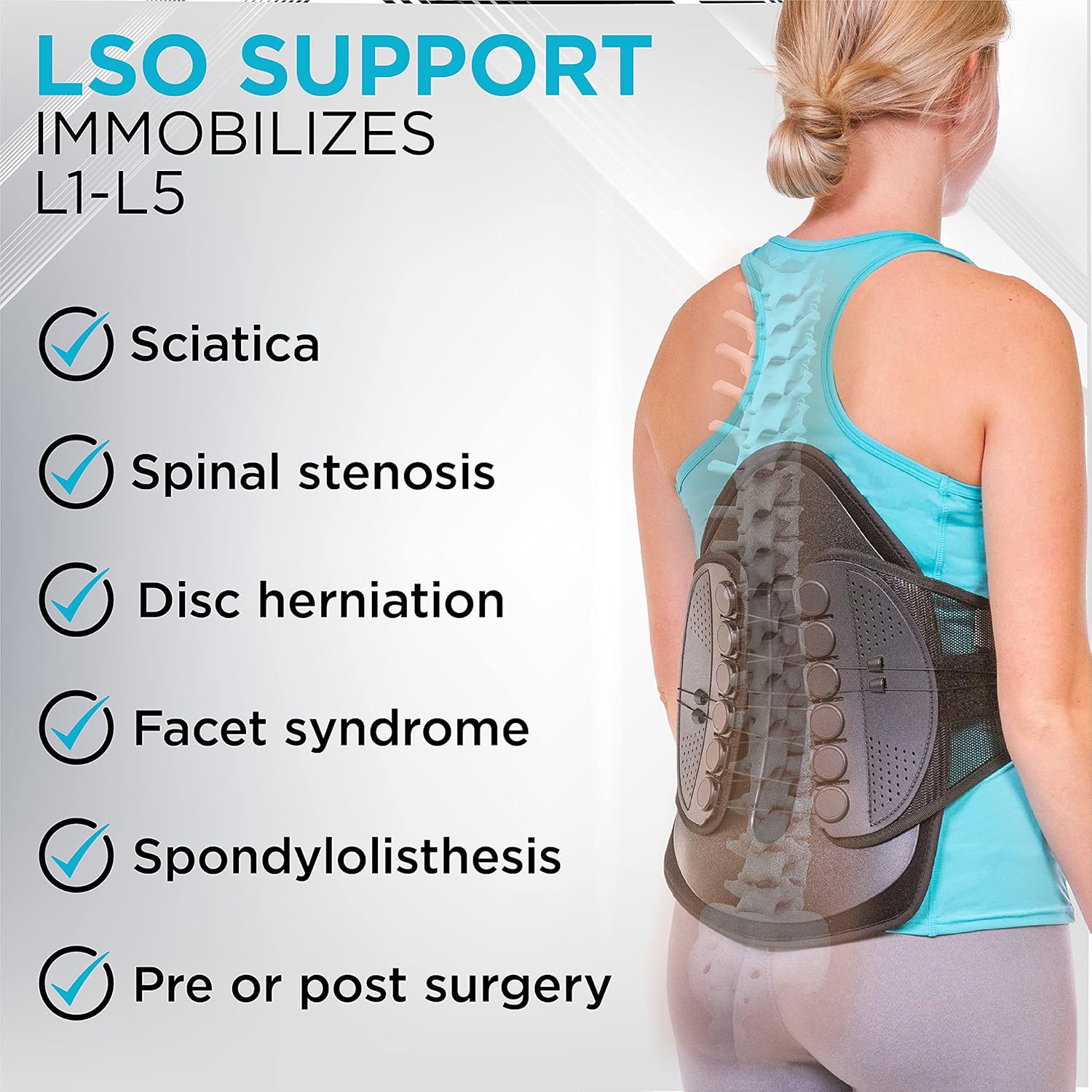 Spine Decompression Back Brace - MAC Plus Rigid Lumbosacral Corset Belt with Pulley System for Sciatica Pain, Disc Injury and After Laminectomy or Spinal Fusion Surgery (S)