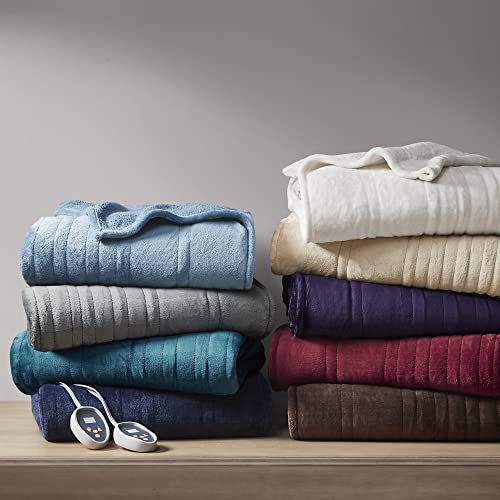 Beautyrest Heated Blanket, Eletric Blanket, Soft, Warm, Reversible Plush - Sherpa Heating Blanket with 20 Heat Settings, 1-10 hrs Timer Auto Shut Off, Machine Washable, King (90 inx100 in), Tan
