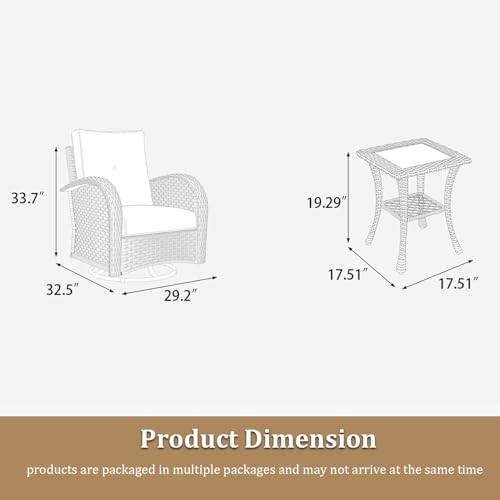 5 Pieces Wicker Patio Furniture Set, Luxury Outdoor Conversation Set with High Back Swivel Rocker Chairs