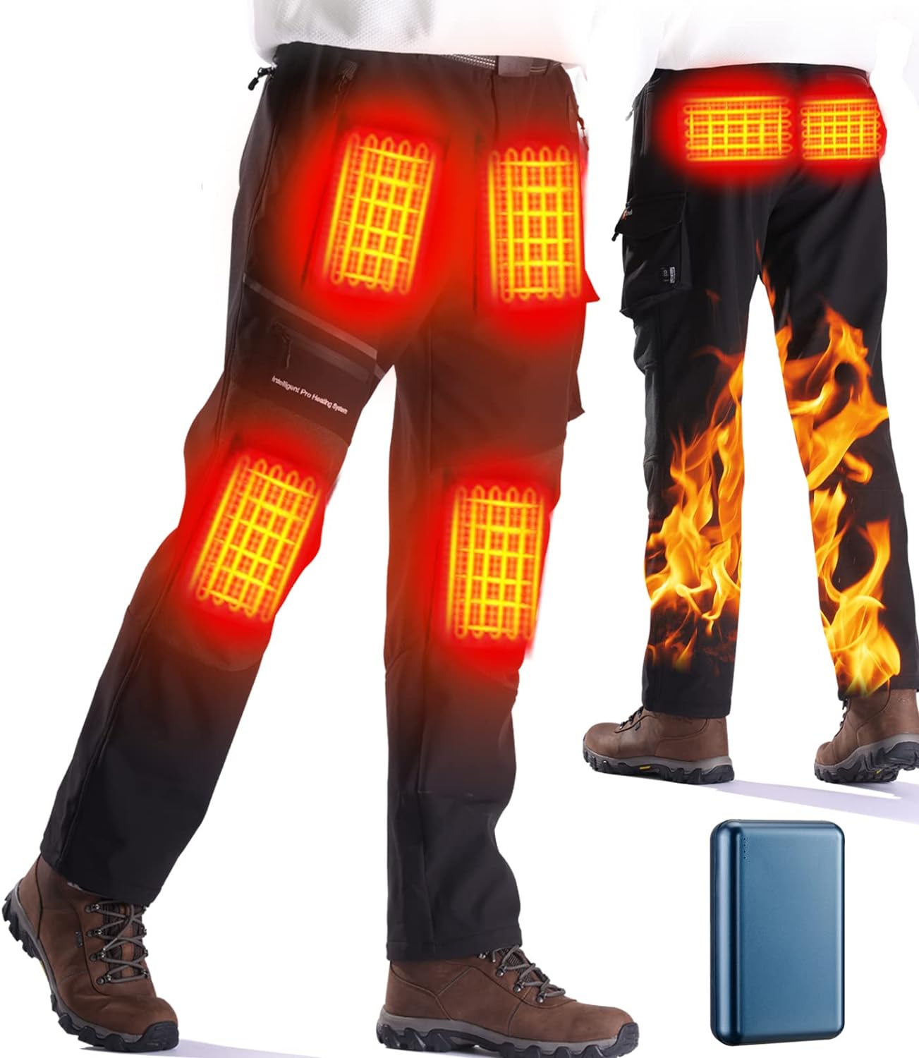 2022 Heated Pants with 20000mAh Battery Pack Electric Heated Snow Hiking Pants Winter Softshell Outdoor Trousers