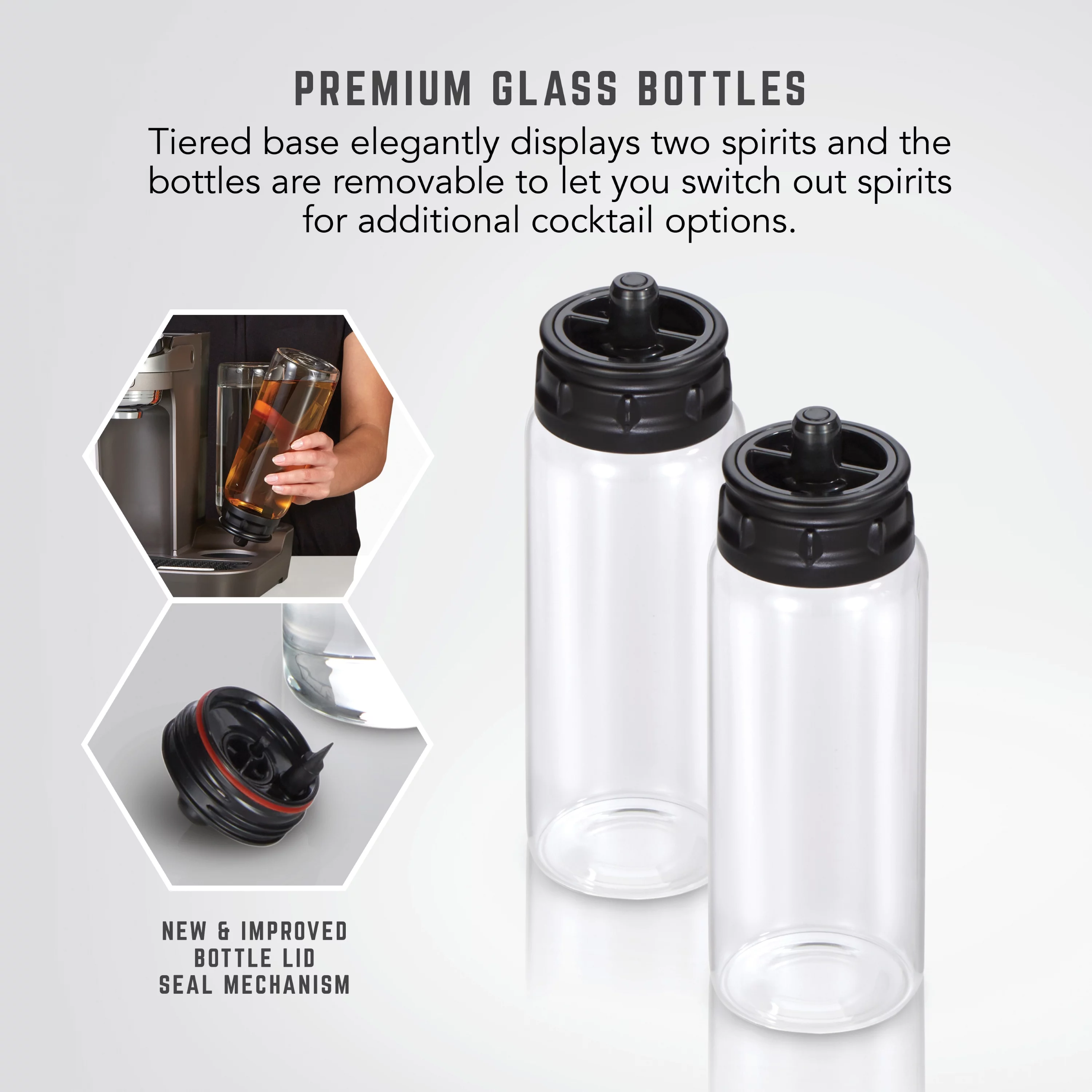 Bartesian Duet Premium Cocktail Machine for the Home Bar, 2 Glass Spirit Bottles