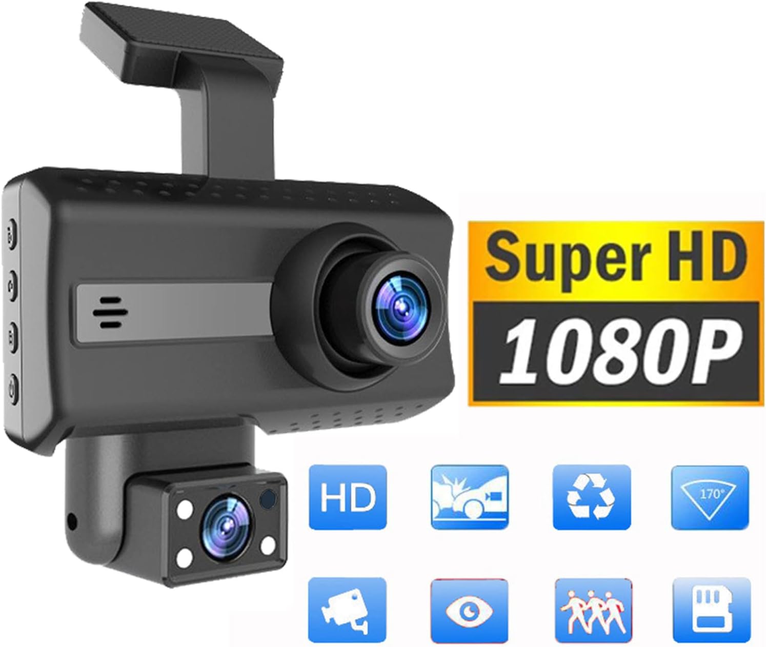 DVR Wireless Dash Cam Front and Rear, 1080P FHD Car Recorders, Super Night Vision Car Dashboard Camera Built in G-Sensor, 170° Wide Angle Loop Recording 24h Parking Dashcam Prime Discount Deals