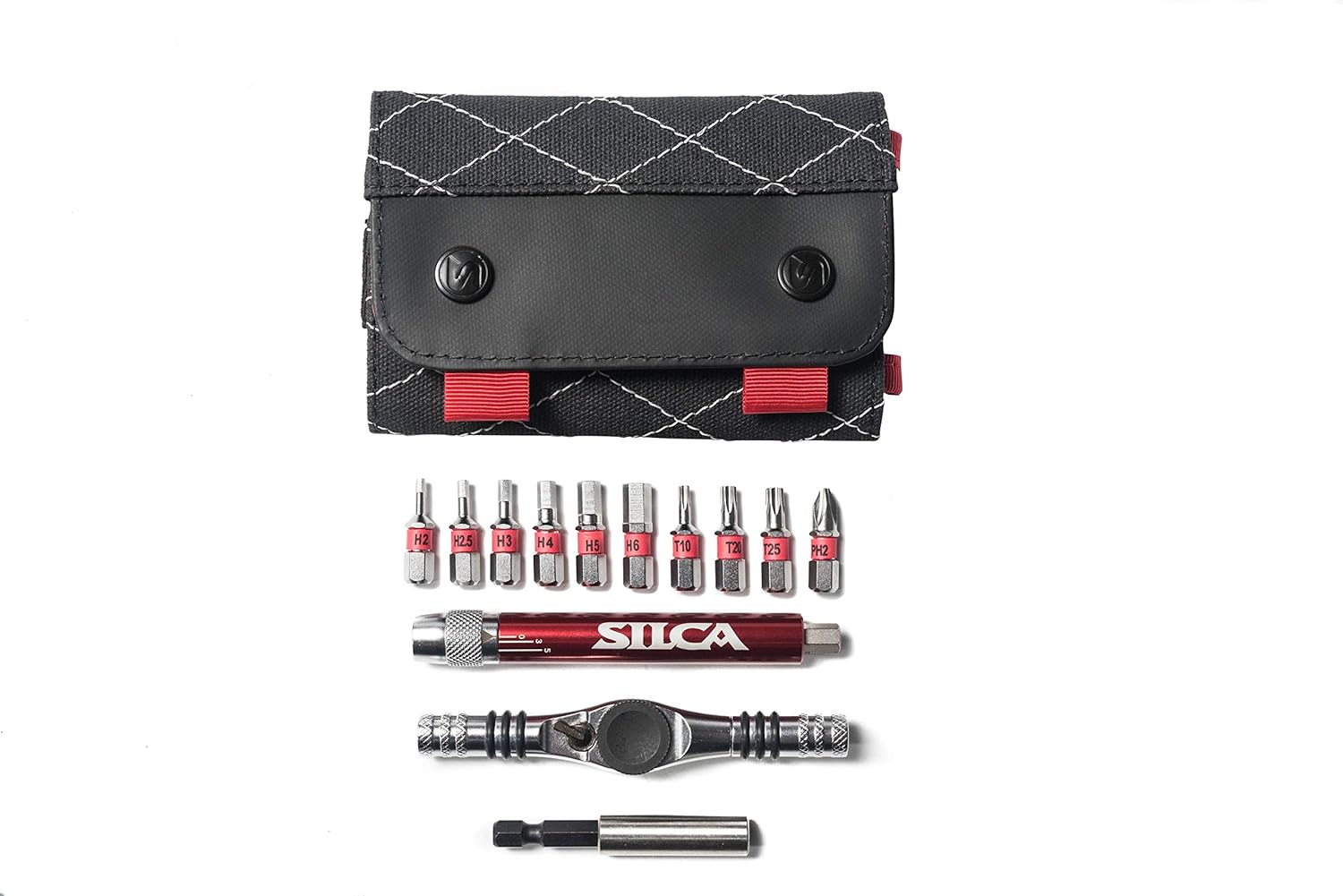 SILCA T-Ratchet + Ti-Torque Kit + 10 s2 High Vis hex/torx/phillips bits + waxed canvas carrying case