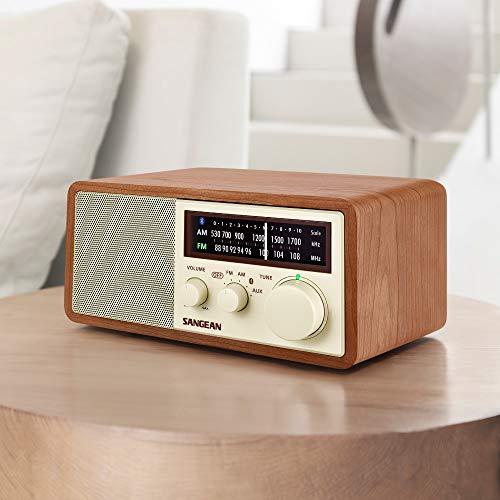 Sangean WR-16SE AM/FM/Bluetooth/Aux-in/USB Phone Charging 45th Anniversary Special Edition Wooden Cabinet Radio (Dark Walnut with Rose Gold)