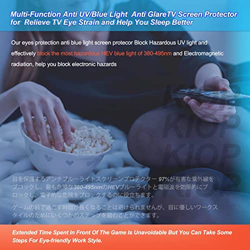 KIOP Anti Glare Out Blue Light Anti Scratch TV Screen Protector for 32~75 Inch Multi-Function Matte TV Screen Protector Film for Samsung,Sony,Sharp, Hitachi,Hisense, LG, TCL Etc