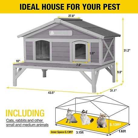 Aivituvin AIR92 Premium Wooden Cat House for Feral Cats - Pet Supplies online store