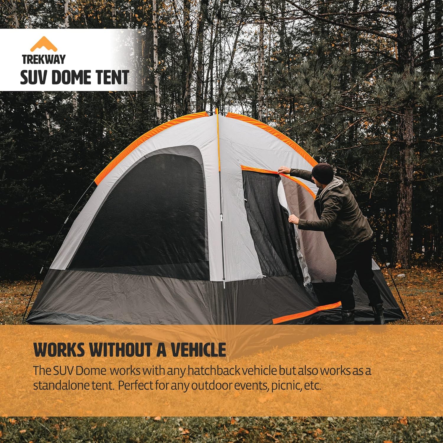 Trekway SUV Waterproof Instant Camping Tent w/Attachment | 9' x 9' | Sleeps Up to 7 People | 4Runner, Outback, Forester, Rav4 | Crossover, Minivans & Other Vehicles