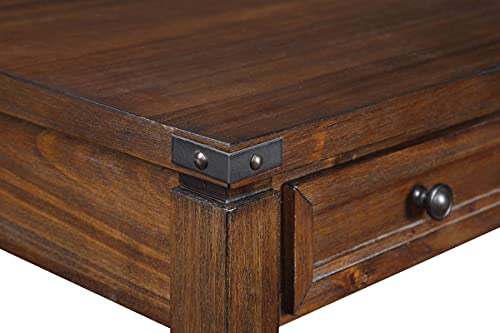 OSP Home Furnishings Baton Rouge Rustic L-Shape Office Desk with Power Port Drawer, Champagne Oak Finish