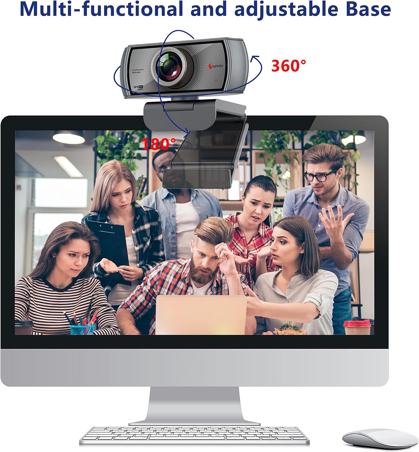 1080P 60fps Webcam with Microphone - 120° Wide Angle Built-in Dual Noise Reduction Mics, HD Streaming USB Computer | Mac | Laptop | PC Camera for Zoom Meeting, Skype, FaceTime, Teams