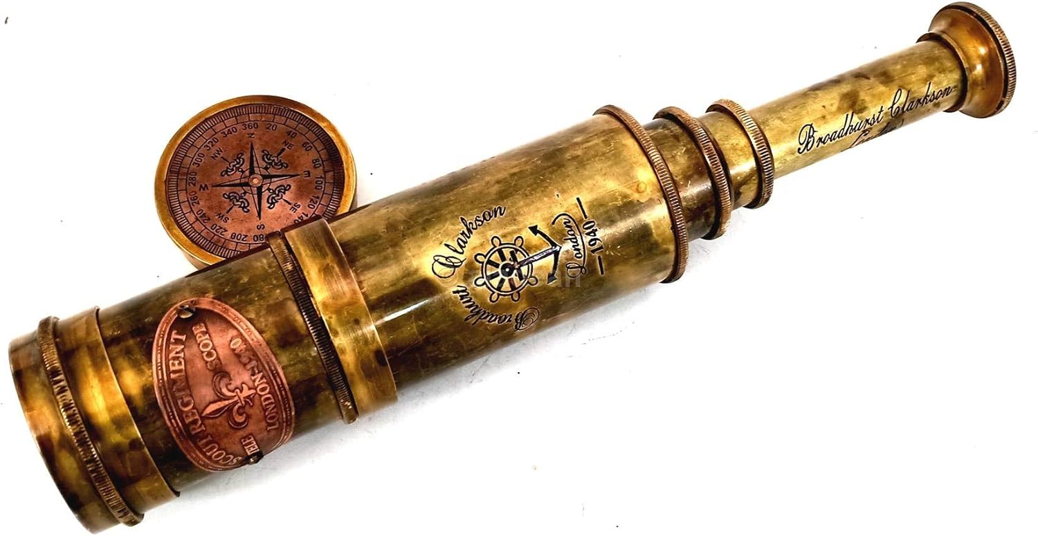 Scout Regiment Brass Telescope 19 London 1940 Broadhurt Clarkson Antique Replica Spyglass Scope High Resolution DF Lens Brilliant Magnification