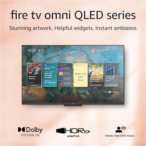 Amazon Fire TV 75" Omni QLED Series 4K UHD smart TV, Dolby Vision IQ, Fire TV Ambient Experience, local dimming, hands-free with Alexa