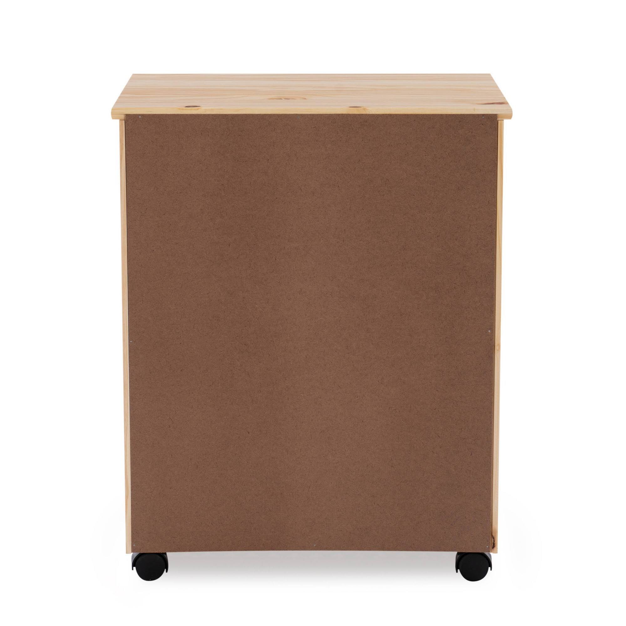 Cary Six Drawer Wide Roll Cart, Natural Linon