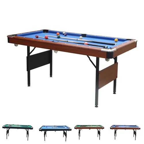 5.5 Ft Billiard Table-Portable Pool Table-Pool Arcade Game Table w/ 1 Set of 1-7/8" Billiard Balls,1 Pcs Brush, 2 Pcs Chalk,2 Pcs Cue Sticks for Living Room,Play Room,Game Room