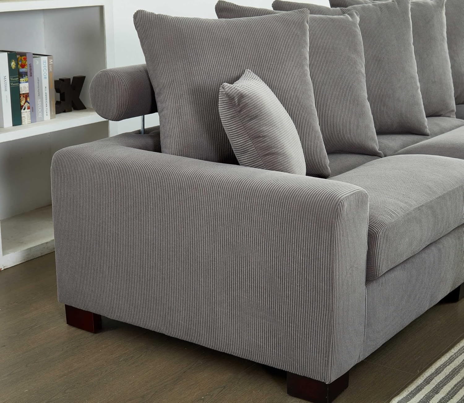 Modular 5-Seater Couch - Ultra Comfortable L&U Shape Sectional Sofa, Luxurious Corduroy Fabric Living Room Furniture with Plush Cushions - Perfect for Relaxing, Easy Assembly, Fits 5 People