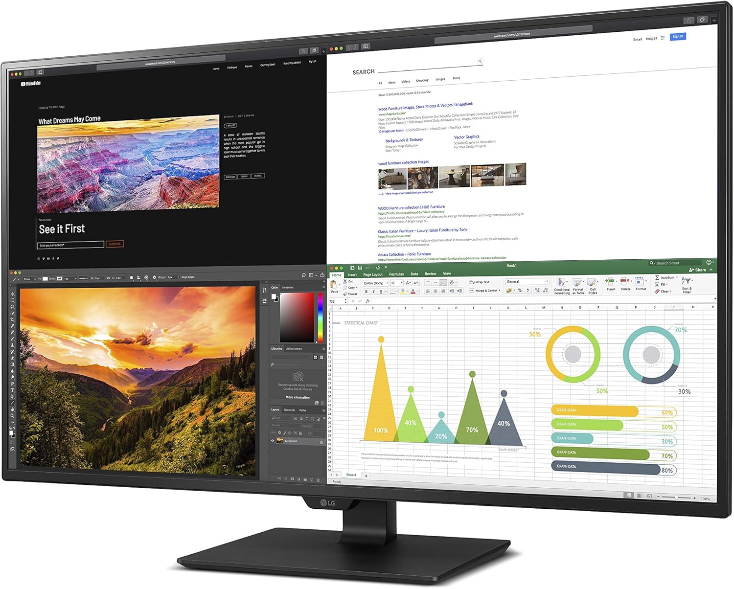 LG 43UN700-B 43 Inch Class UHD (3840 X 2160) IPS Display with USB Type-C and HDR10 with 4 HDMI inputs, Black