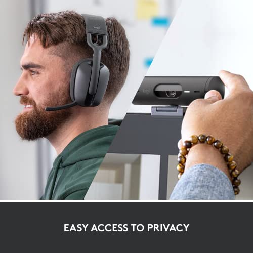 Logitech Brio 500 Full HD Webcam with Auto Light Correction,Show Mode, Dual Noise Reduction Mics, Webcam Privacy Cover, Works with Microsoft Teams, Google Meet, Zoom, USB-C Cable - Rose