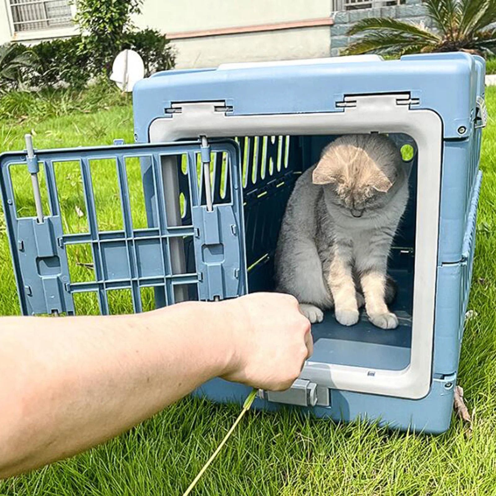 Collapsible Puppy Crate Heavy Duty Foldable Portable Dog Kennel Cat Travel Cage Blue
