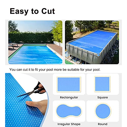 Solar Pool Cover Heat Retaining Blanket Swimming Pool Cover Indoor Outdoor, Micro-Bubble Solar Covers for In-Ground Above-Ground Rectangular Pools and Outdoor Hot Tubs,Dust and Rainproof(4x5 m/13x16.5