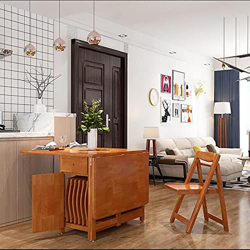 Folding Table And Chairs,Drop Leaf Extension Dining Table With 4 Chairs,Solid Wood Dining Table Set For 4,Farmhouse Folding Dining Tables For Small Spaces Kitchen Island(Table and 4 chairs, White)