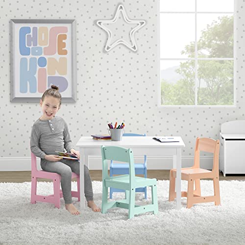 Delta Children Mysize Table with 4 Chairs, Bianca White/Primary