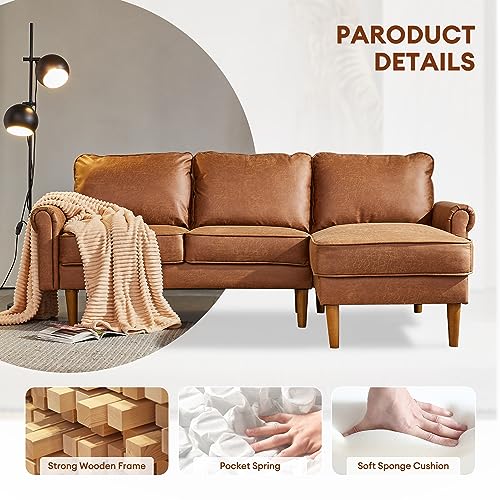 ovios 81.5" L-Shape Sofa Couch with Chaise, 3 Seat Sofa with Upholstered Armrest, Deep Seat Couches with Comfy Cushion for Living Room Small Spaces, Left Chaise, Grey