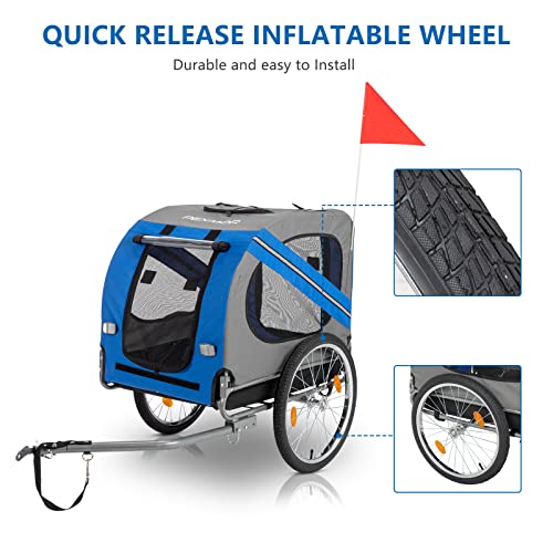 PEXMOR Dog Bike Trailer, Folding Pet Dog Trailer Cart for Bicycle, Bike Cargo Wagon Carrier w/Universal Hitch & 20" Wheel