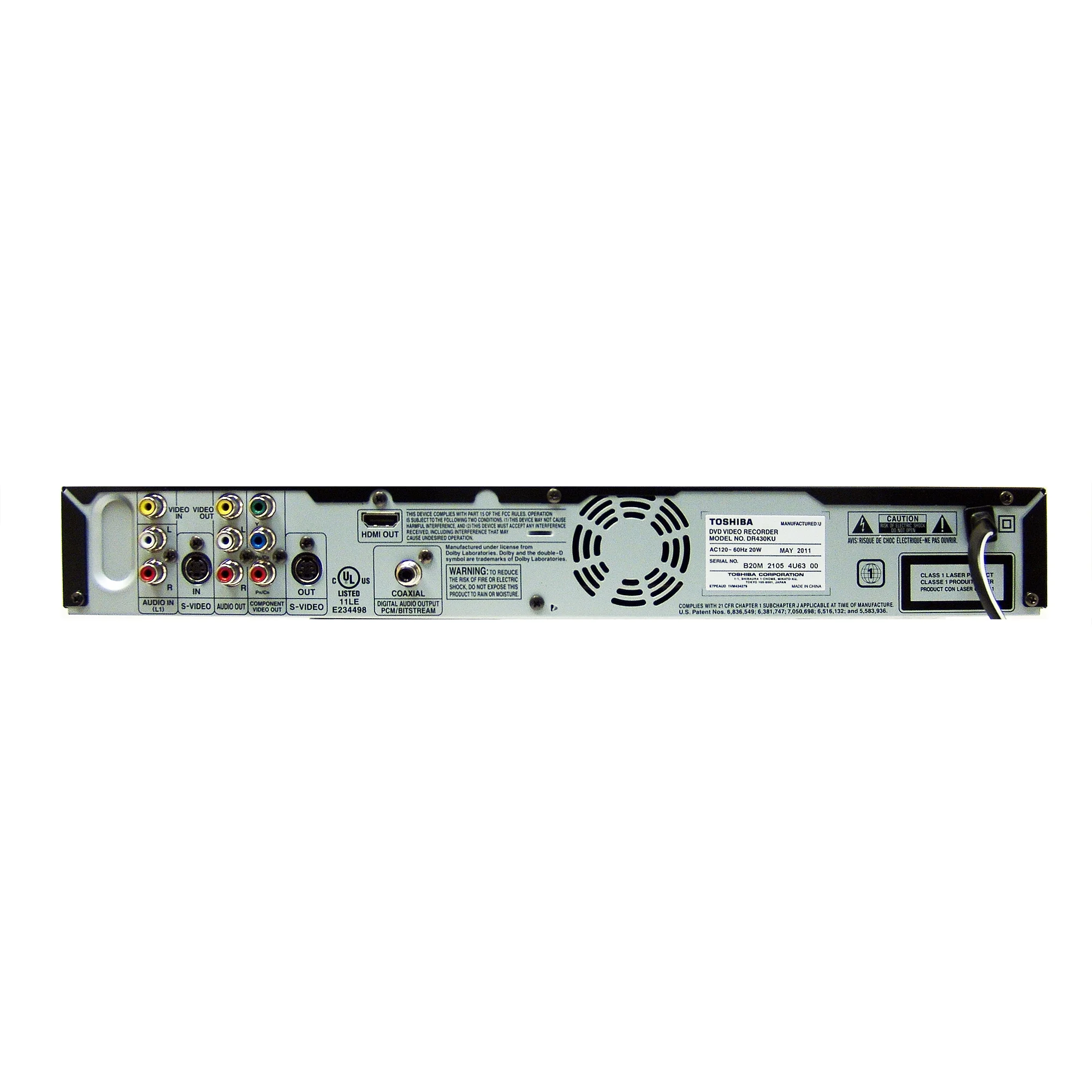 Used Toshiba DR430 DVD Recorder - HDMI, 1080p, With Original Remote, Manual, And Audio Video Cables