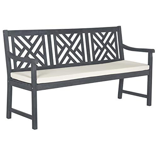 Safavieh PAT6738A Outdoor Collection Bradbury 3 Seat Bench, Natural/Beige