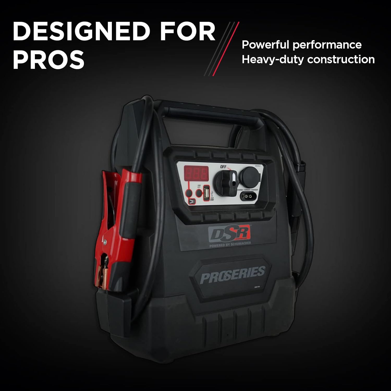 Schumacher DSR Pro Series 12V 2400 Peak Amp Jump Starter and DC Power Source,Black