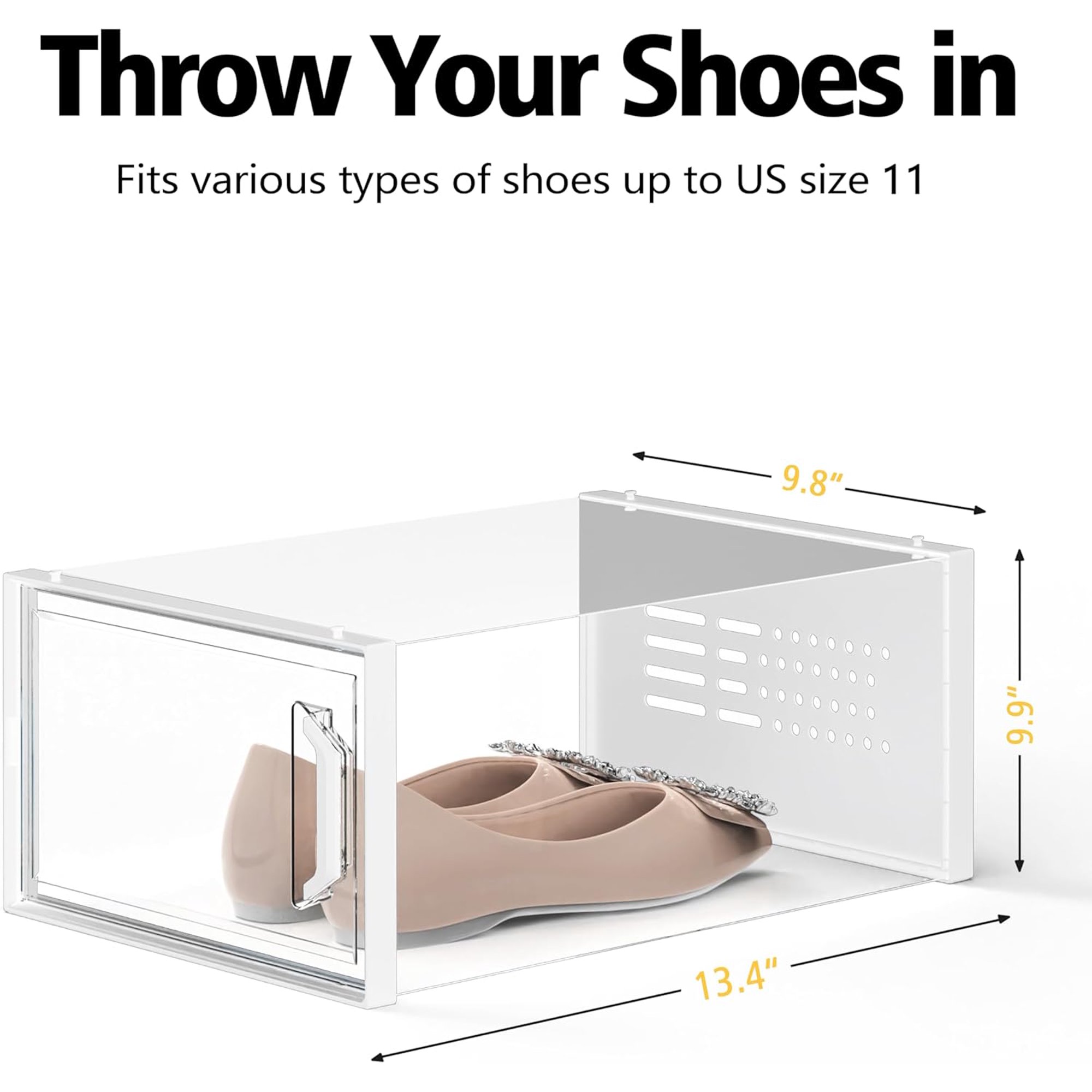 X-Large  Shoe Storage Box 12 Pack for Closet, Entryway, Under Bed - Stackable &amp; Breathable