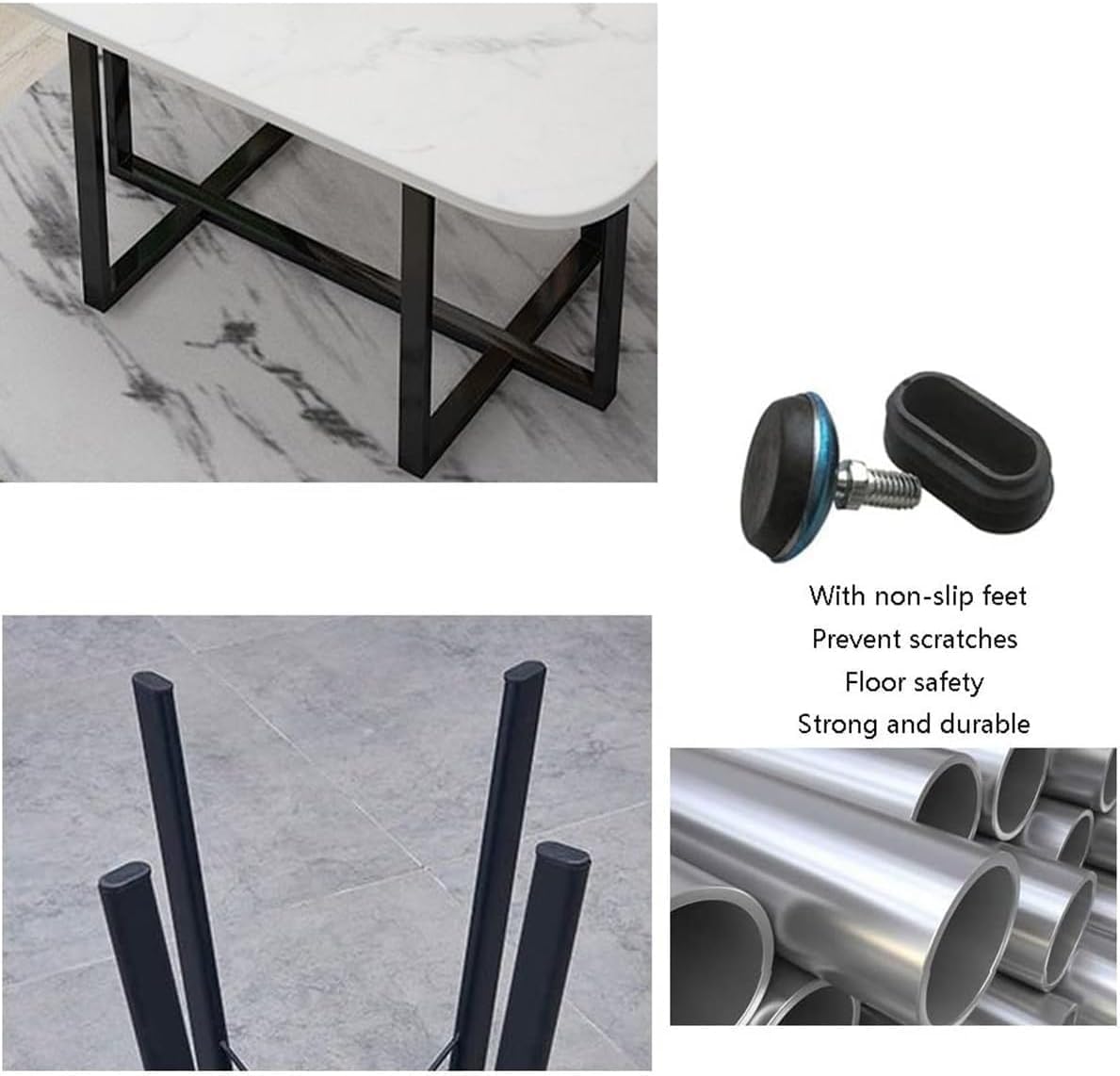 Oval Conference Dining Table and 6 Chairs Pu Seat Surface, Wooden Table Top and Metal Frame Business Office Reception Table Set