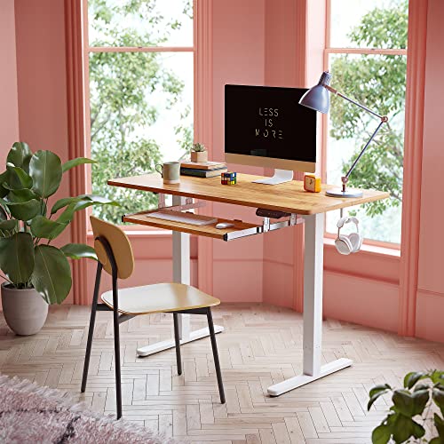 FEZIBO Standing Desk with Keyboard Tray, 40 × 24 Inches Electric Height Adjustable Desk, Sit Stand Up Desk, Computer Office Desk, Light Rustic