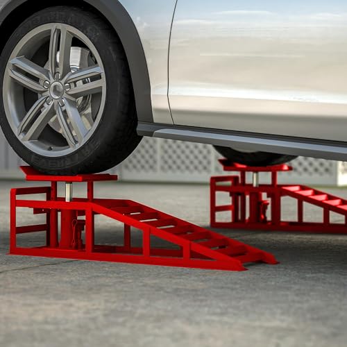2 Pack Hydraulic Car Ramps 5T 10000lbs Low Profile Car Lift Service Ramps Truck Trailer Garage,Height Hydraulic Vehicle Ramps