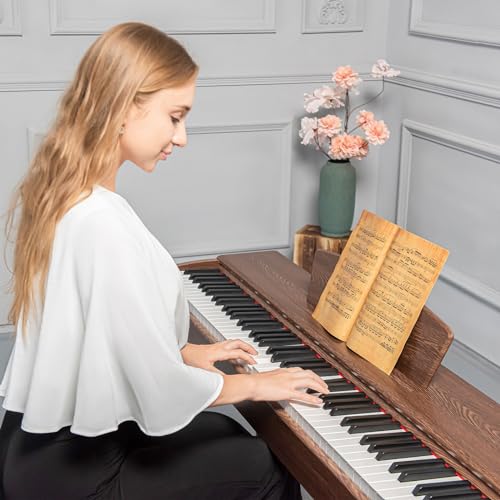 88 Key Weighted Keyboard Piano - Beginner Digital Piano Full Size Multi-Functional Wooden Electric Keyboard with Portable Stand | Power Adapter | Triple Pedal | MIDI Connecting