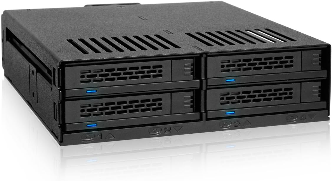 ICY DOCK 4 Bay 2.5 SAS/SATA HDD & SSD Hot Swap Cage for External 5.25 Bay | ExpressCage MB324SP-B