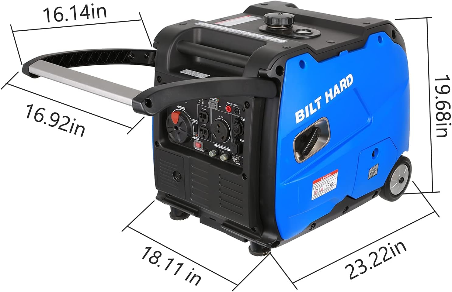 BILT HARD 4000 Watt Quiet Inverter Generator, with Electric Start, Fuel Shut Off, Gas Powered RV Ready Outdoor Portable Generator 4000W, EPA & CARB