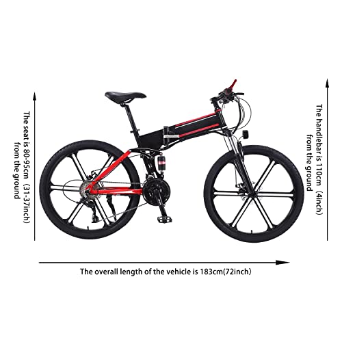 26" Electric Bike for Adult, 350W 36V/10A Adult Electric Bike Foldable with Hide Removable Battery, E-Commuting Mountain Bicycle 7 Speed Manual Shimano Gears