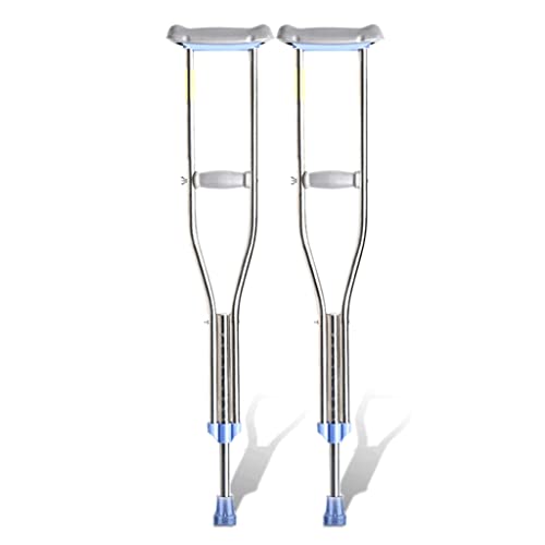 Adult Armpit Crutches Adjustable Height Built-in Spring Shock-Absorbing Adult Stainless Steel Crutches Comfortable Crutches