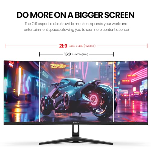 CRUA 30Inch Ultrawide Curved Monitor, 21:9 WFHD(2560x1080P) VA Computer Monitor, 120% sRGB 100HZ 1500R PC Monitors Support FreeSync, Wall-Mounted, with HDMI/DP Display Port-Black