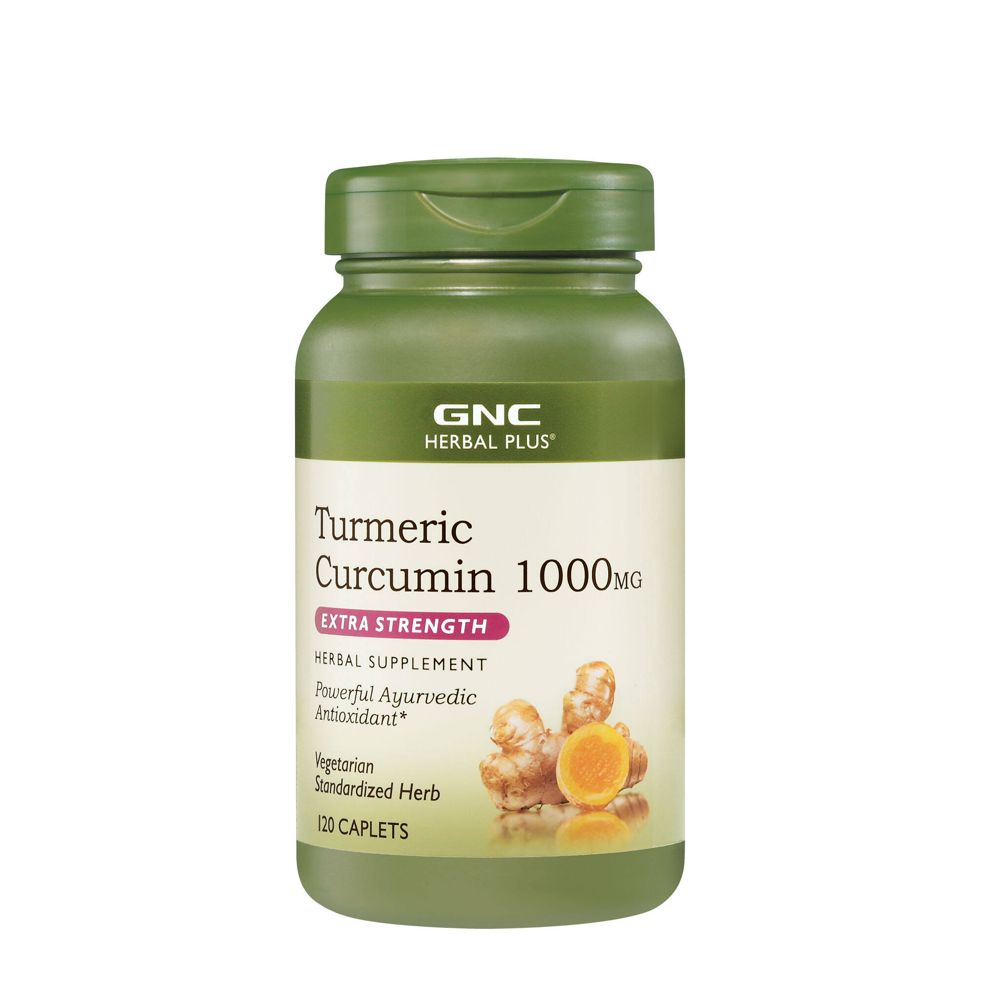 GNC Herbal Plus Turmeric curcumin 1000 mg 120 Caplets Extra Strength