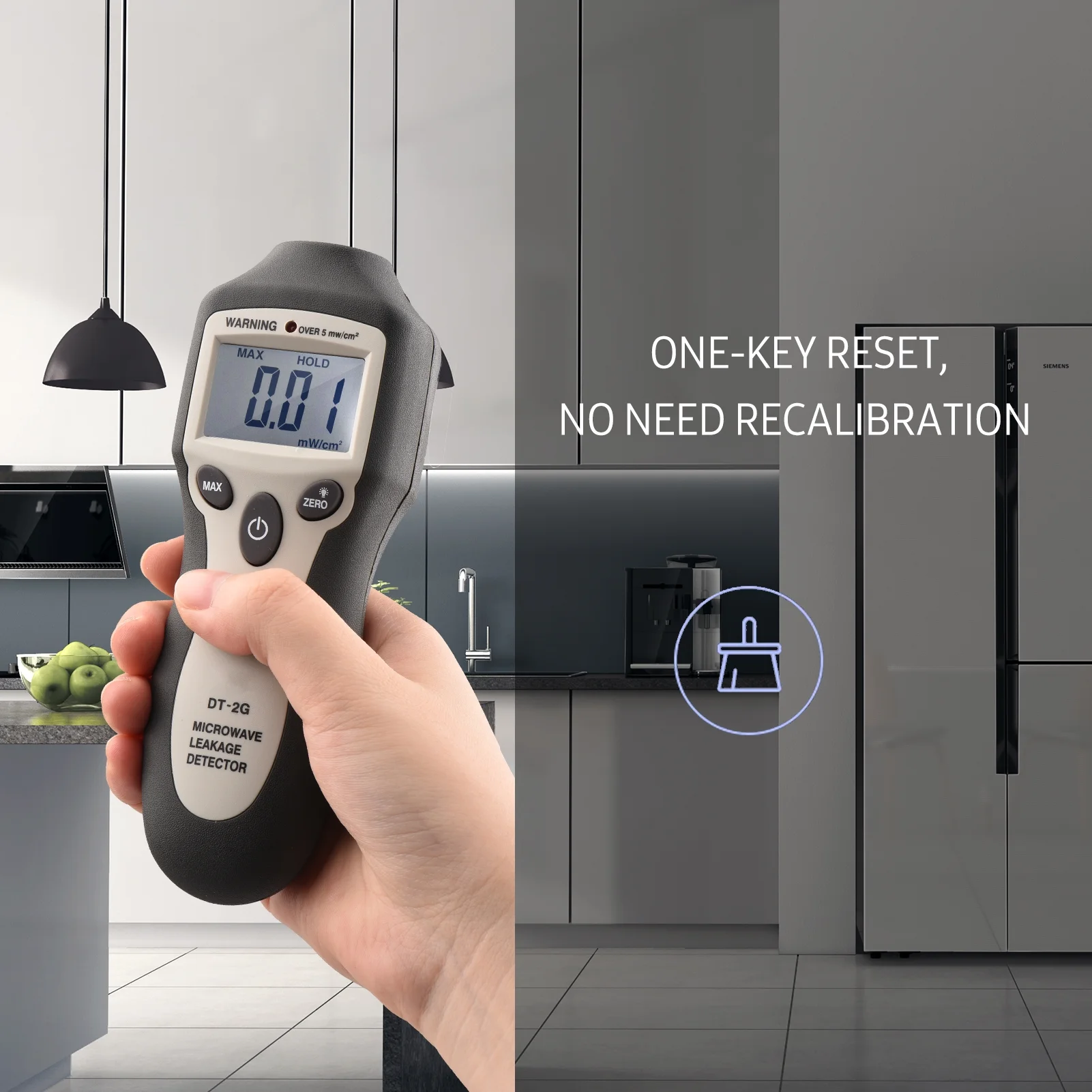 DT-2G Handheld Microwave Leakage Detector High Digital LCD Display EMF Meter Electromagnetic Radiation Tester with Auto Alarm No Need Recalibration