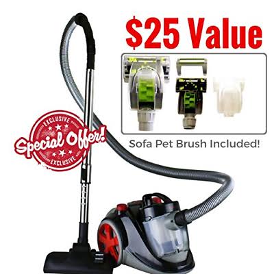 Ovente Bagless Canister Cyclonic Vacuum with HEPA Filter, Comes with pet/sofa