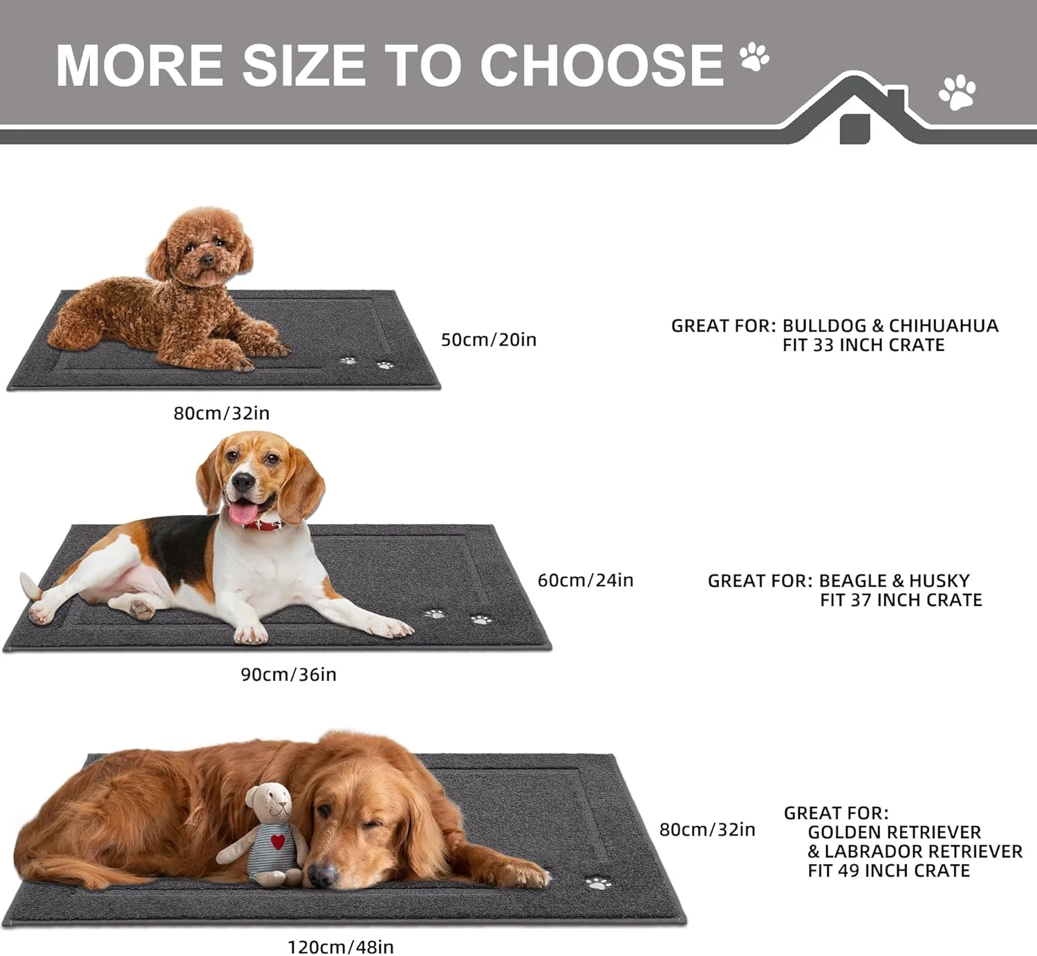 Dog Door Mat for Muddy Paws 36"x60" Dirt Trapper Absorbent Doormat Non Slip Entryway Rugs Washable Stain Resistant Welcome Floor Mat Soft Low-Profile for Front Back Door, Brown