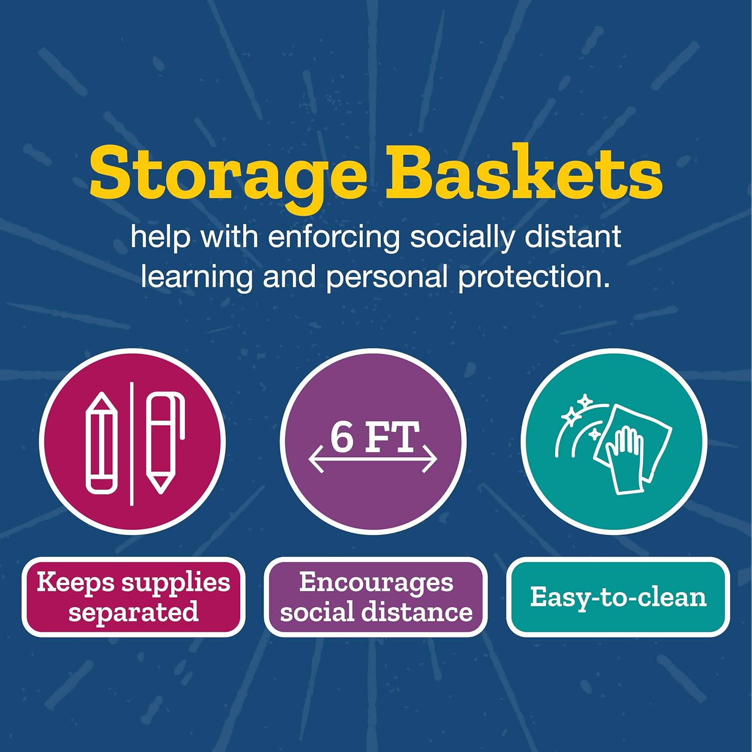 Really Good Stuff Multi-Purpose Plastic Storage Baskets for Classroom or Home Use - Stackable Mesh Plastic Baskets with Grip Handles 13" x 10" (Water - Set of 12)
