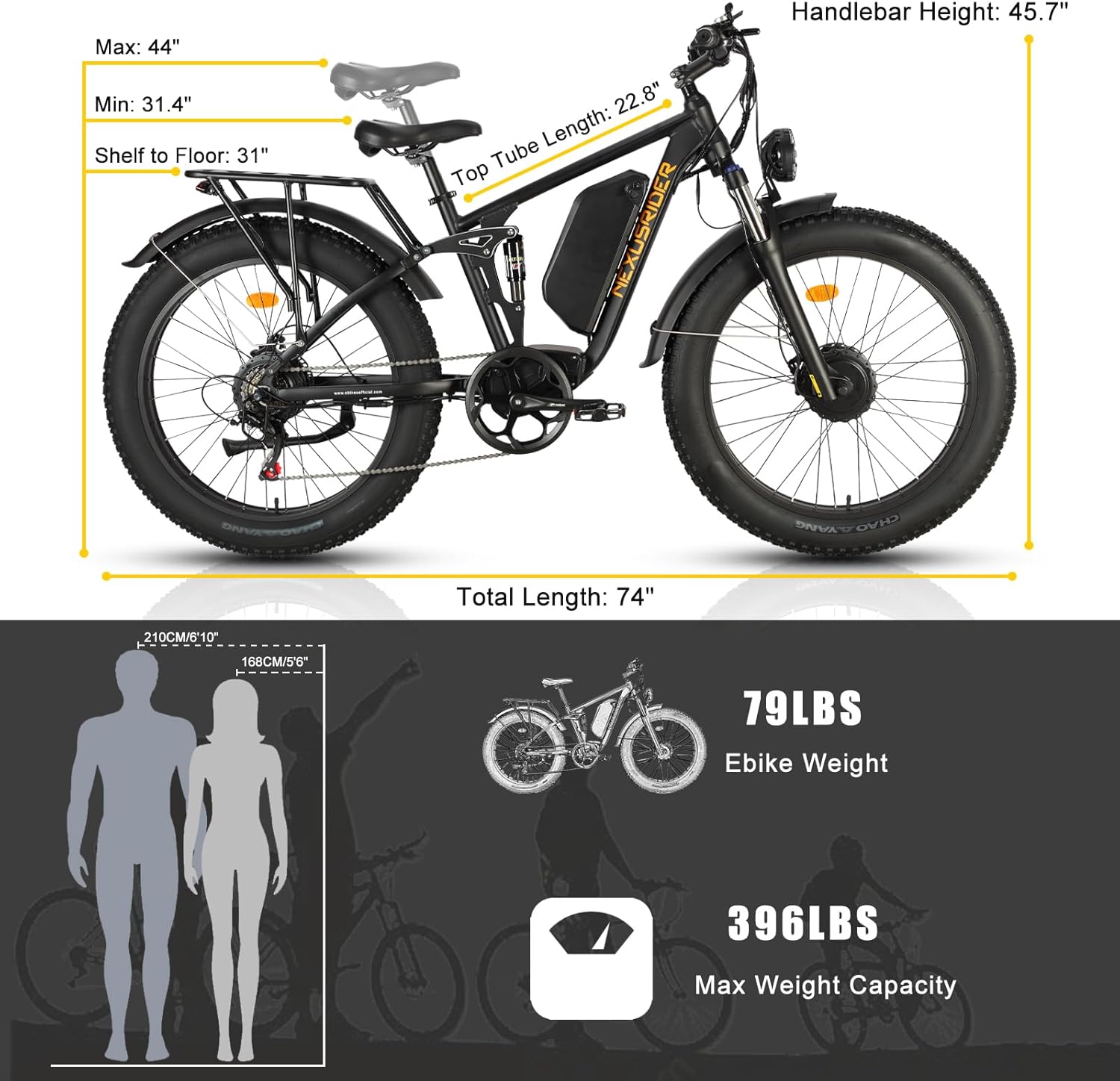 Electric Bike for Adults, Nexusrider Trailblazer 2000W 48V 22.4AH 35MPH AWD E Bike, 26"*4 Fat Tire, 7 Speed Gear, Dual Shock Absorber, Hydraulic Brake, Switchable Single & Dual Drives