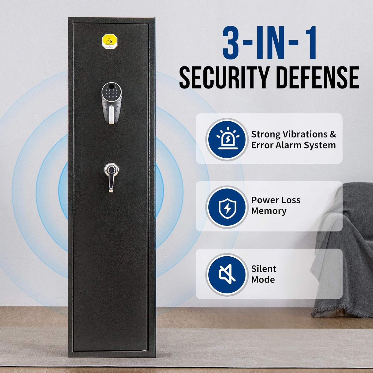 BlackSmith 6 Long Gun Safe for Rifle Pistols Home Rifle Gun Safe Quick Access Handgun Safe with Keys Keypad Wall Mount Large Gun Cabinet with Pistol Rack Pockets Rifle Racks Ammo Storage