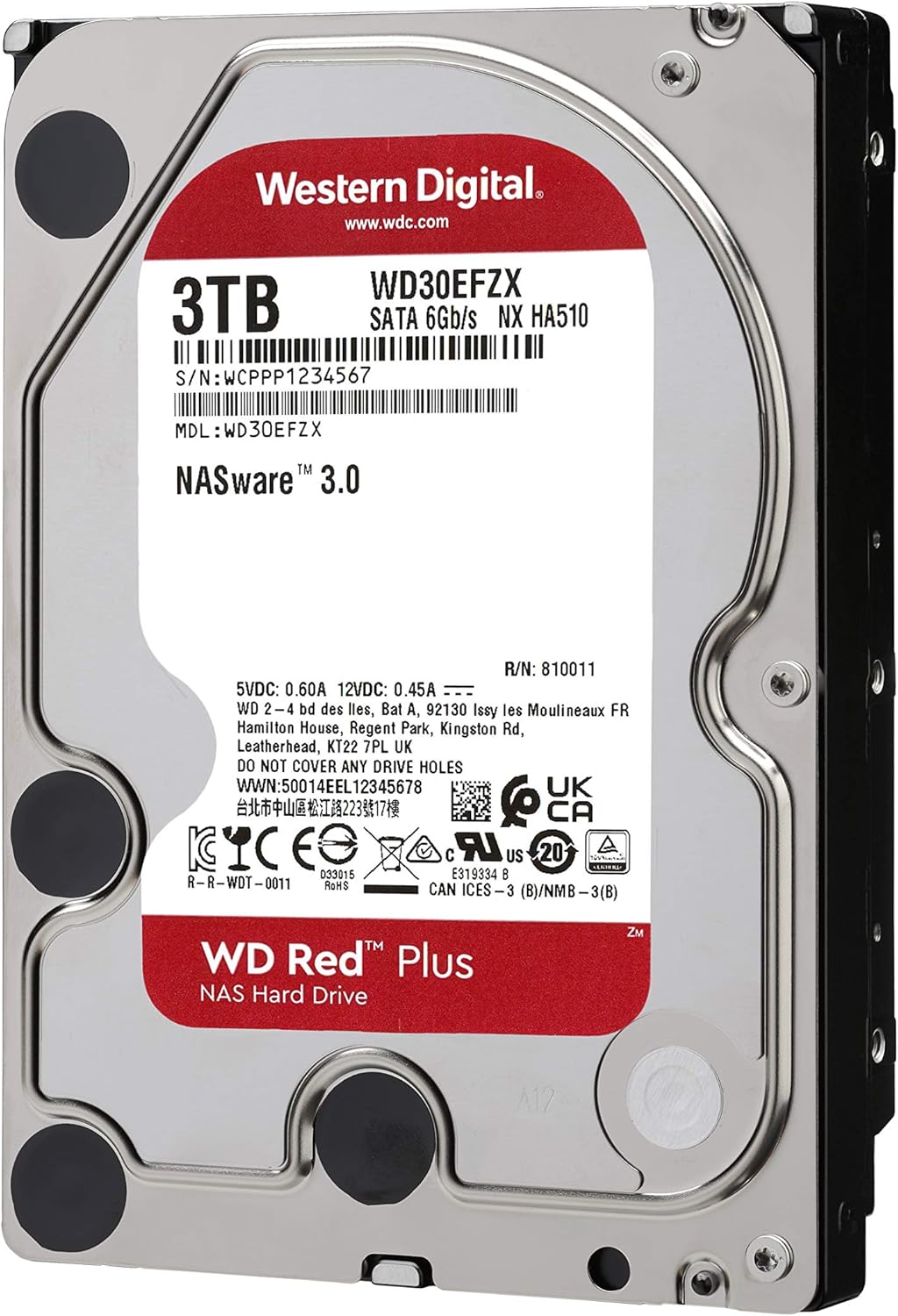 Western Digital 2TB WD Red Plus NAS Internal Hard Drive HDD - 5400 RPM, SATA 6 Gb/s, CMR, 128 MB Cache, 3.5 -WD20EFZX