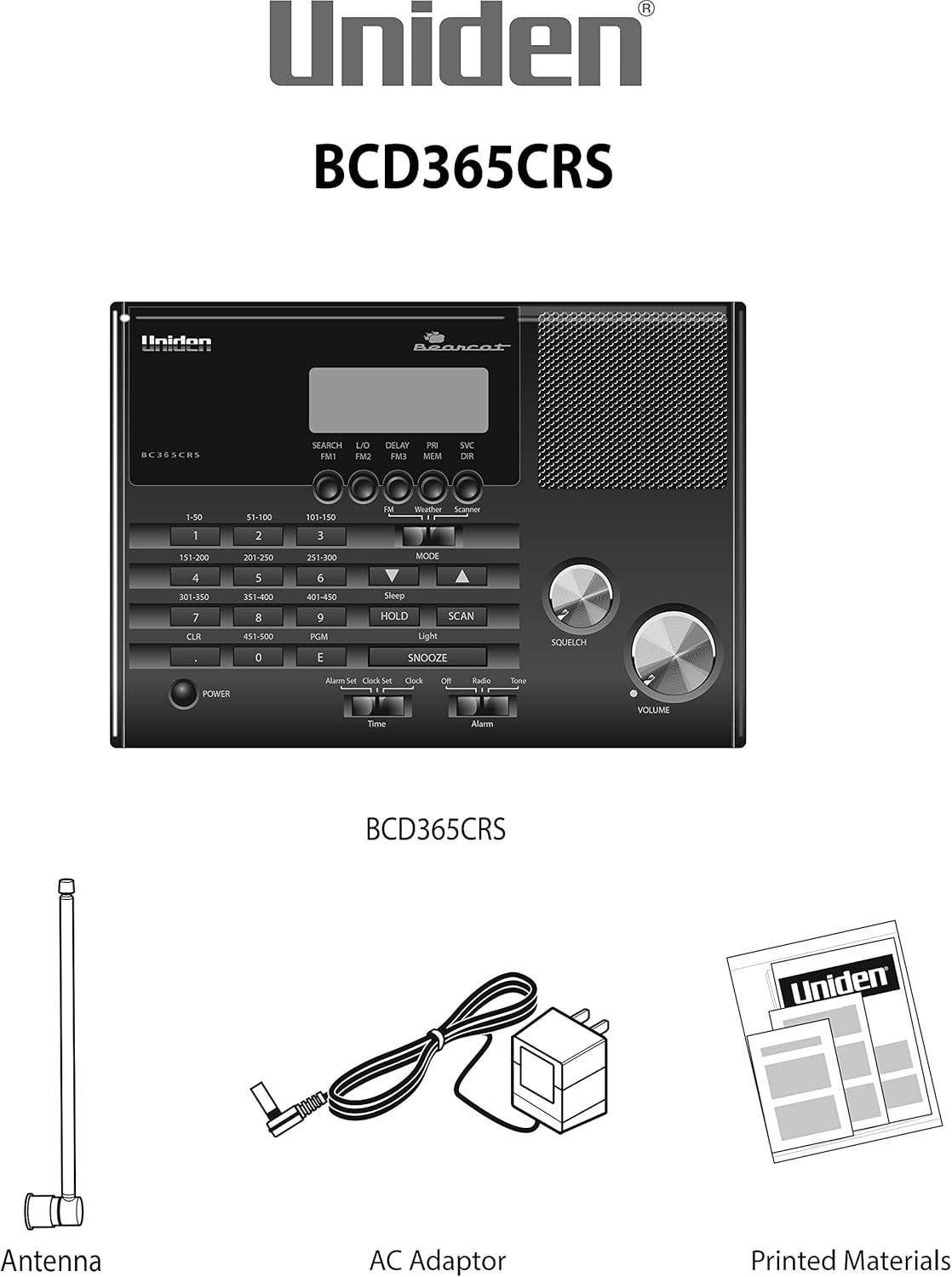 Uniden BC365CRS 500 Channel Clock/FM Radio Scanner with Weather Alert & BC355N 800 MHz 300-Channel Base/Mobile Scanner, Close Call RF Capture, Black